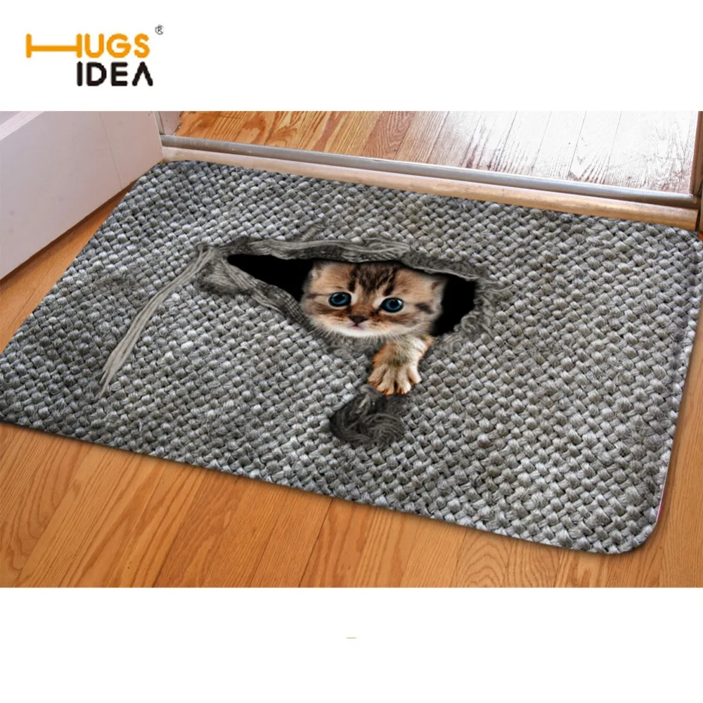

HUGSIDEA 3D Cute Pet Cat Entrance Doormat Non-Slip Living Room Bathroom Kitchen Carpet 40*60cm Rugs For Kids Bedroom Carpets Mat