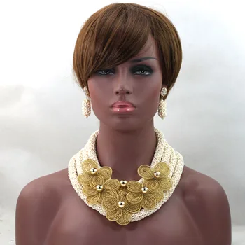 

Pretty African Jewelry Set Woman Jewelry Costume Wedding Beads Nigerian Bridal Beads Crystal Beads Set Free Shipping ALJ639