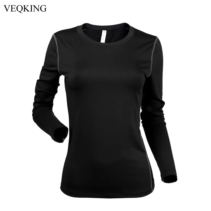 

VEQKING Women Quick Dry Compression Fitness T-shirt,Long Sleeve Athletic Running Workout Top,Plus Size S-XL Sports Yoga Shirt