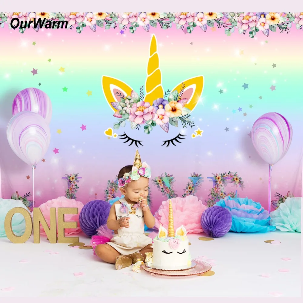 Фотофон OurWarm с розовым единорогом 7*5 футов детский для дня рождения фотофоны
