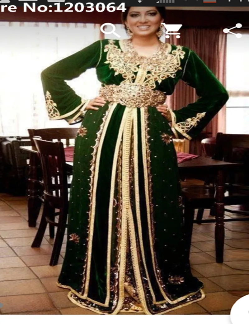 Saudi Arabia Emerald Green Prom Dress 2016 Unique Velvet Dresses Long Sleeve Evening Kaftan Applique Ombre | Свадьбы и торжества