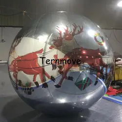 Надувной зеркальный шар Подгонянный напечатанный воздушный шар рекламируя воздушный шар продвижения с печатью Рождественское украшение
