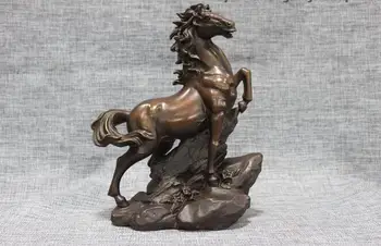 

10"Chinese FengShui Pure Bronze Lucky Auspicious Wealth Horse Statue