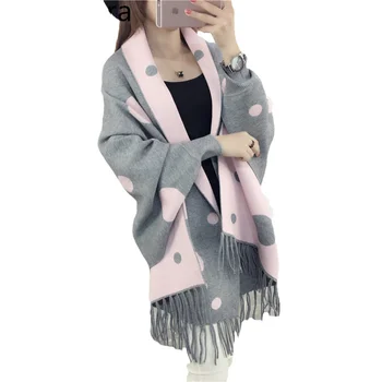 

Dot Shawls Autumn Winter Women Long Knitting Cloak Cardigan Sweater Female Tassel Awning Poncho Sweater Coat With Sleeves ff020