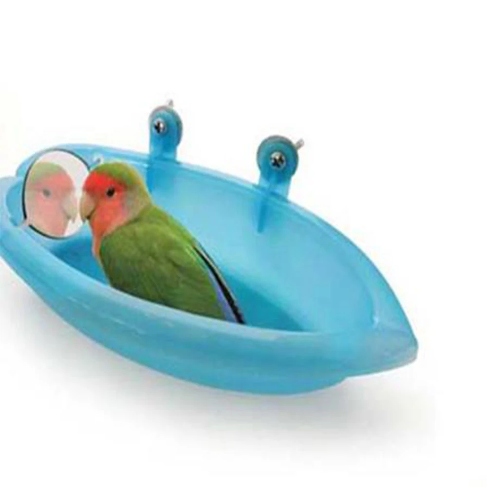

Bird Toys Parrot Bathtub with Mirror for Small Pet Bird and Small Parrot Bath Cleaning Food Feeding Box