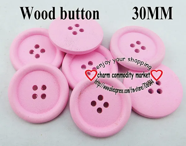 

20PCS 30MM pink painting wooden buttons sewing clothes boots coat accessories MCB-836