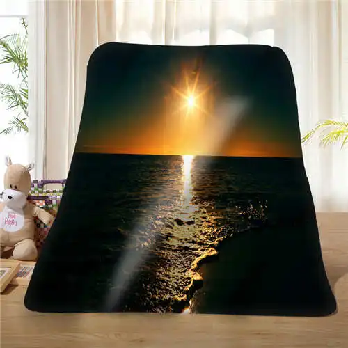 

Custom Ocean Sunset (1) Blanket Soft Fleece DIY Your Picture Decoration Bedroom Sofa Multi Size#929-02-003-82