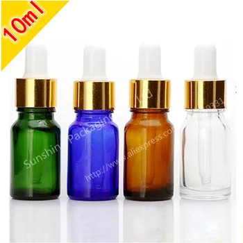 

Free Shipping 500 x 10ml Cobalt blue bottle bottle with dropper 10cc glass essential oil container Small shading glass bottle