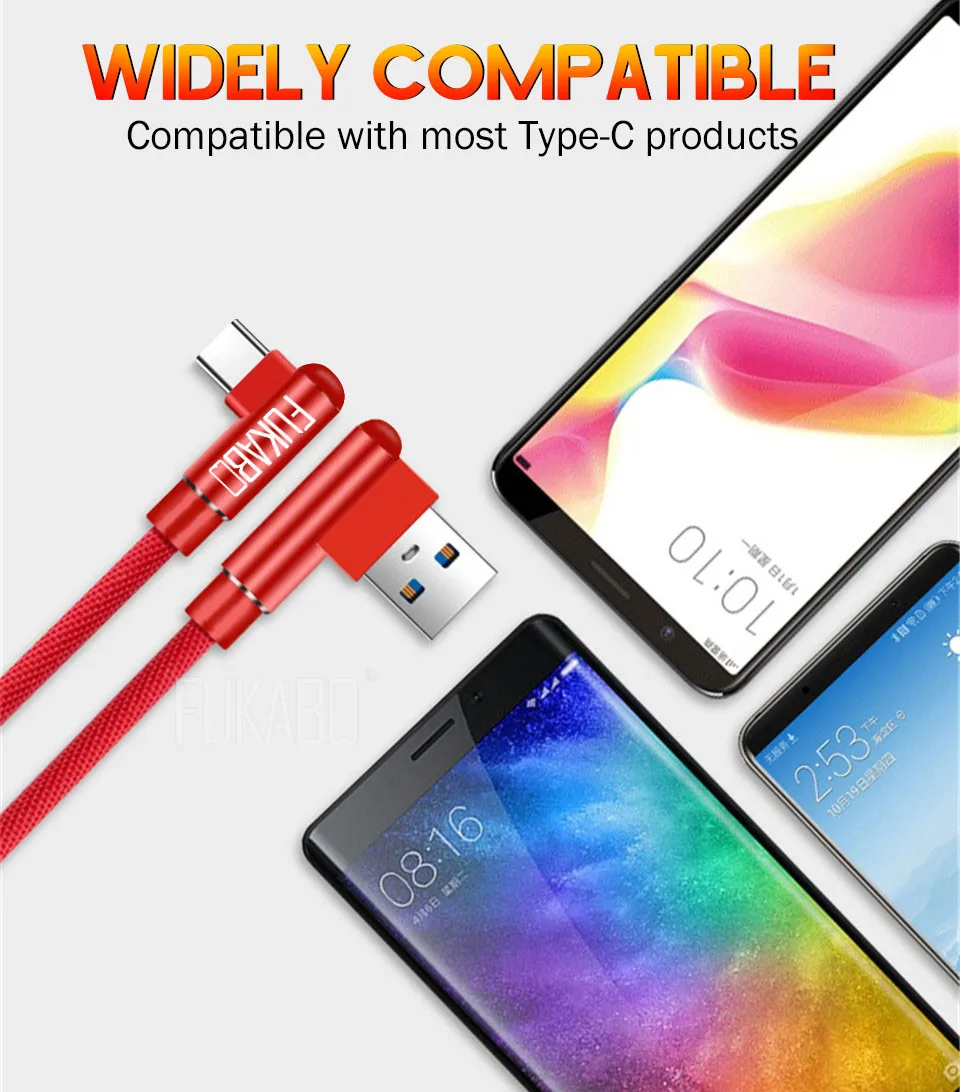 3,0 USB C кабель для samsung Galaxy S9 huawei type c USB кабель для Xiaomi Redmi USB type-c 90 градусов USB C кабель для передачи данных