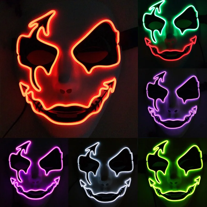 

New Halloween Horror LED Mask Glow In Night Party Decorative Mask EL Wire Light-emitting Ghoststep Mask Halloween Supplies