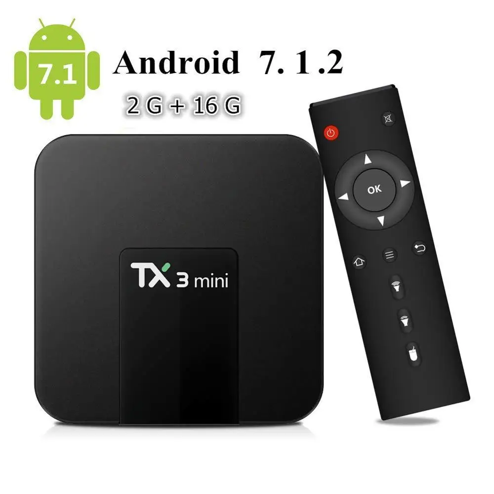 ТВ приставка TX3 mini Android 7 1 2 Гб 16 четырехъядерный процессор Amlogic S905W Suppot H.265 4K WiFi ГБ 8