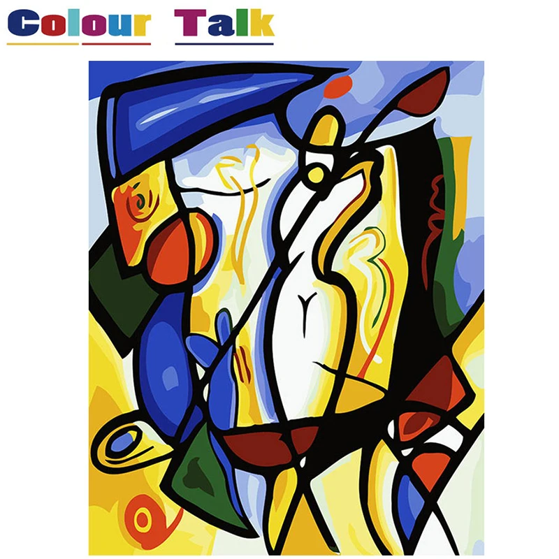 

DIY Painting by Numbers on Canvas Painting Calligraphy for Living Room Wall by Numbers Drawing Pictures Poster Abstract P-0039