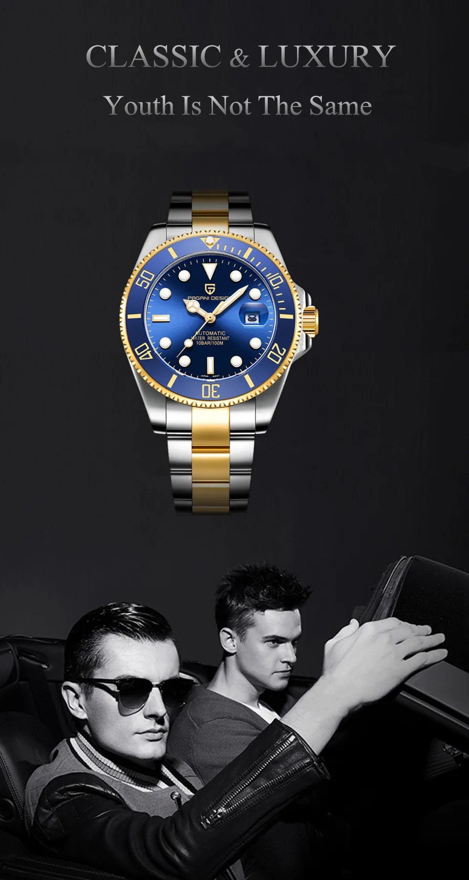 PAGANI Дизайн Брендовые Часы Бизнес Мода Спорт автоматические механические сапфировые водонепроницаемые часы для мужчин Relogio Masculino