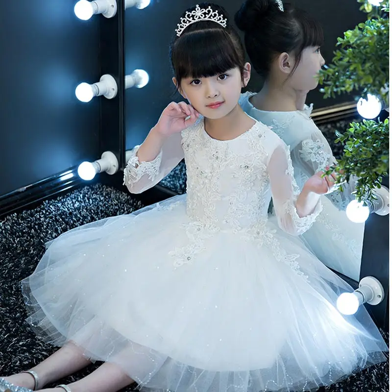 FADISTEE/Новое поступление, красивые платья с цветочным узором для девочек, кружевное платье с аппликацией для маленьких девочек, милые