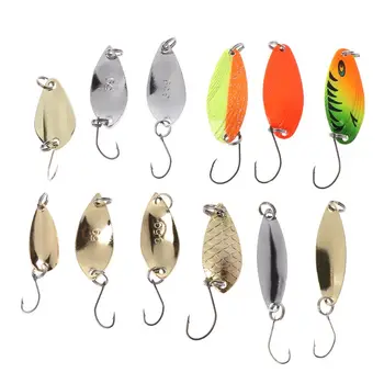 

12 Pcs/Set Metal Fishing Sequin Hard Artificial Bait Lures Carp Fish Tackle Attract Reflective 12 Grid Box Case Storage Baits Ac