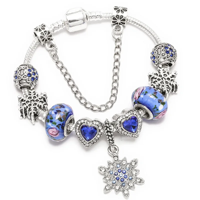 TOGORY Классический Корона браслет с подвеской с фиолетовыми муранскими стеклянными бусинами тонкие браслеты браслет для женщин любовник модный подарок