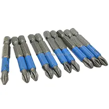10pcs Non Slip Screwdriver Drill Bits Anti Skid Screwdriver Bits 50mm Ph2 Phillips Magnetic Screw Driver Insert Bit 1/4