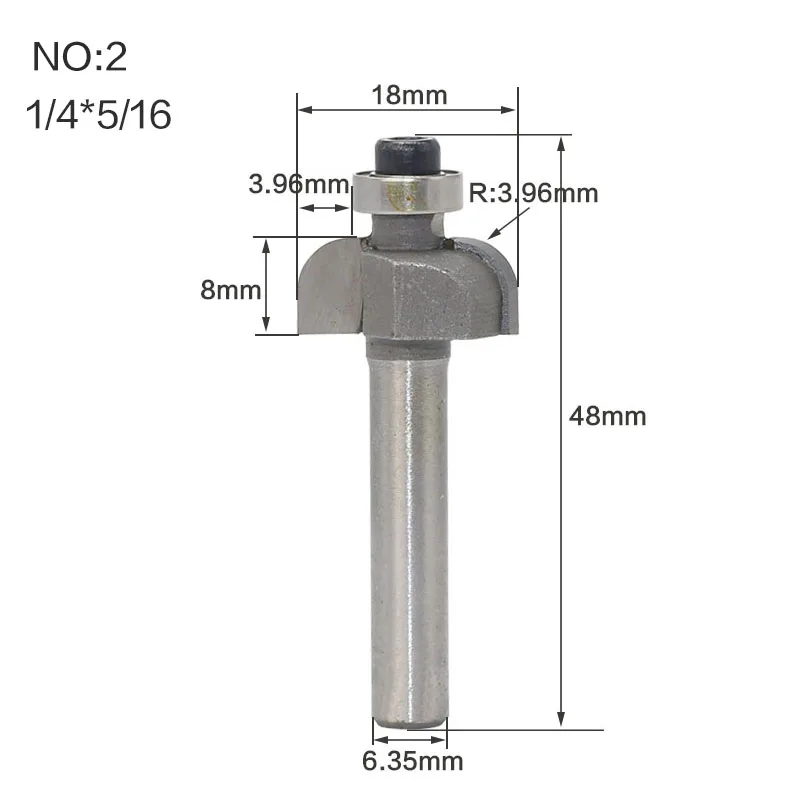 1 шт. 1/" 1/4" хвостовик круглый нос Угол заземления концевые фрезы Карбид Вольфрама круглый канавок бокс фрезы для дерева - Длина режущей кромки: NO 2