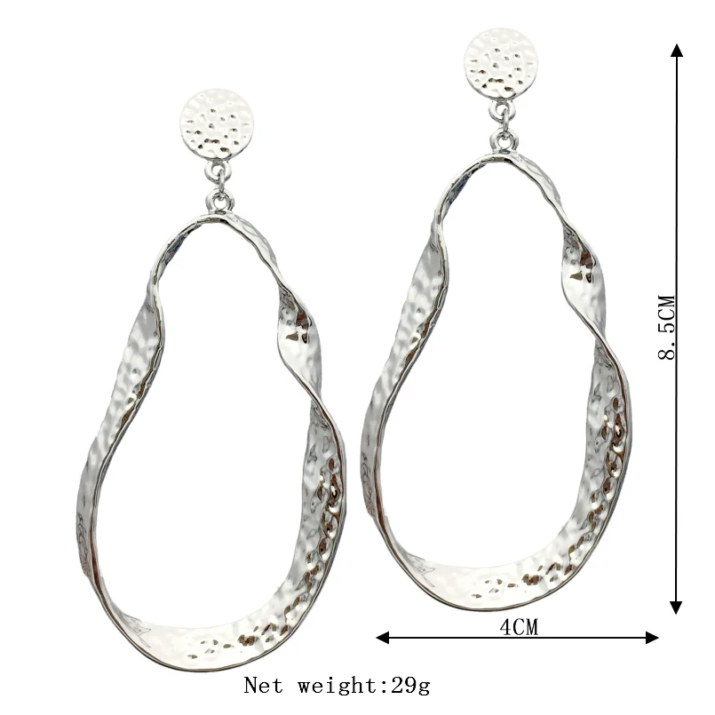 MANILAI Irregular Golden & Silver Colors Metal Big Drop Dangle Earrings Women Fashion Vintage Statement Earings Brincos Gift