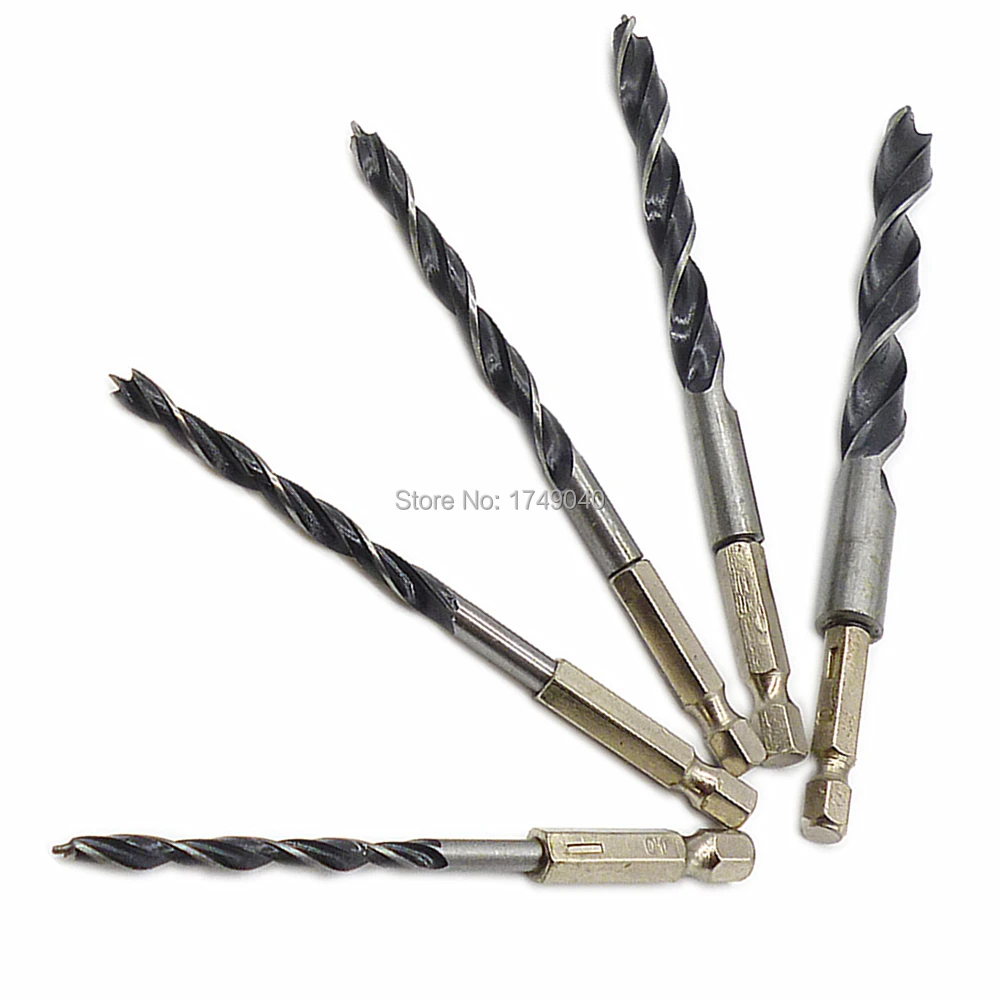 5pc Three Sharp Twist Drill Bits Set Quick change 1/4" Hex Shank High