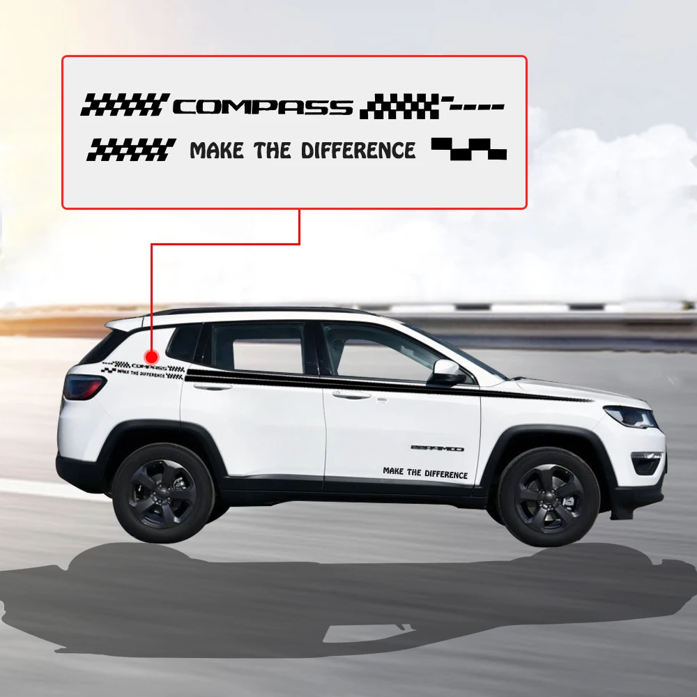 Автомобильные аксессуары для Jeep Compass хэтчбек седан SUV Автомобильная боковая наклейка на тело наклейки самостоятельное украшение на заказ логотип автомобиля наклейки 280 см