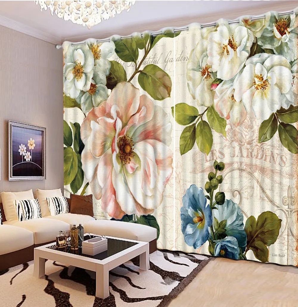 

Customize any size 3d flower curtains rose brand curtains window curtain living room home decor modern