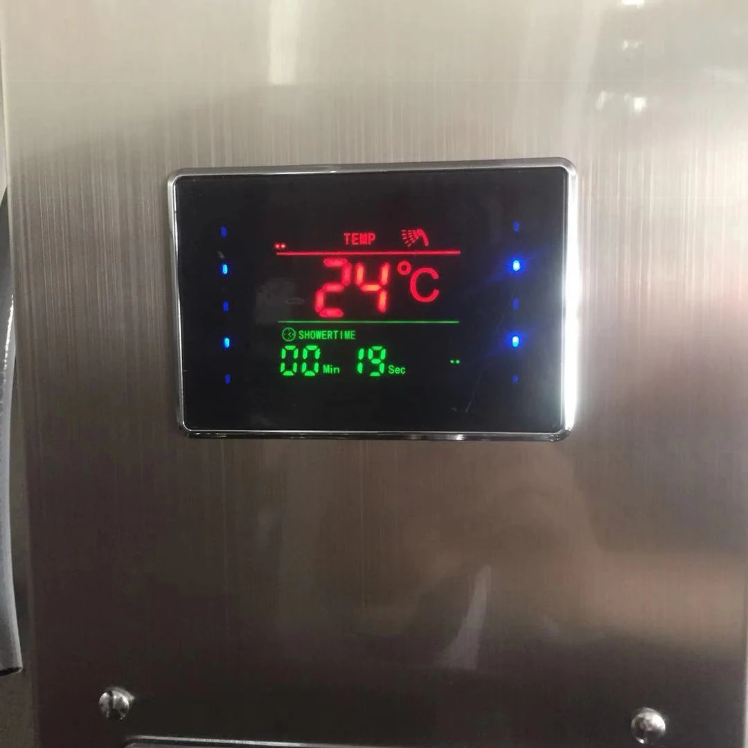 Perfect JIENI LED Bathroom Shower Faucet Temperature Digital Display Shower Panel Body Massage System Jets Towel Shower Column Faucet 10