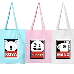 БЦ Bangtan мальчики bt21Tata Cooky милый в версии Bookbag свежая литература и искусство мультфильм холщевая сумка на плечо сумка