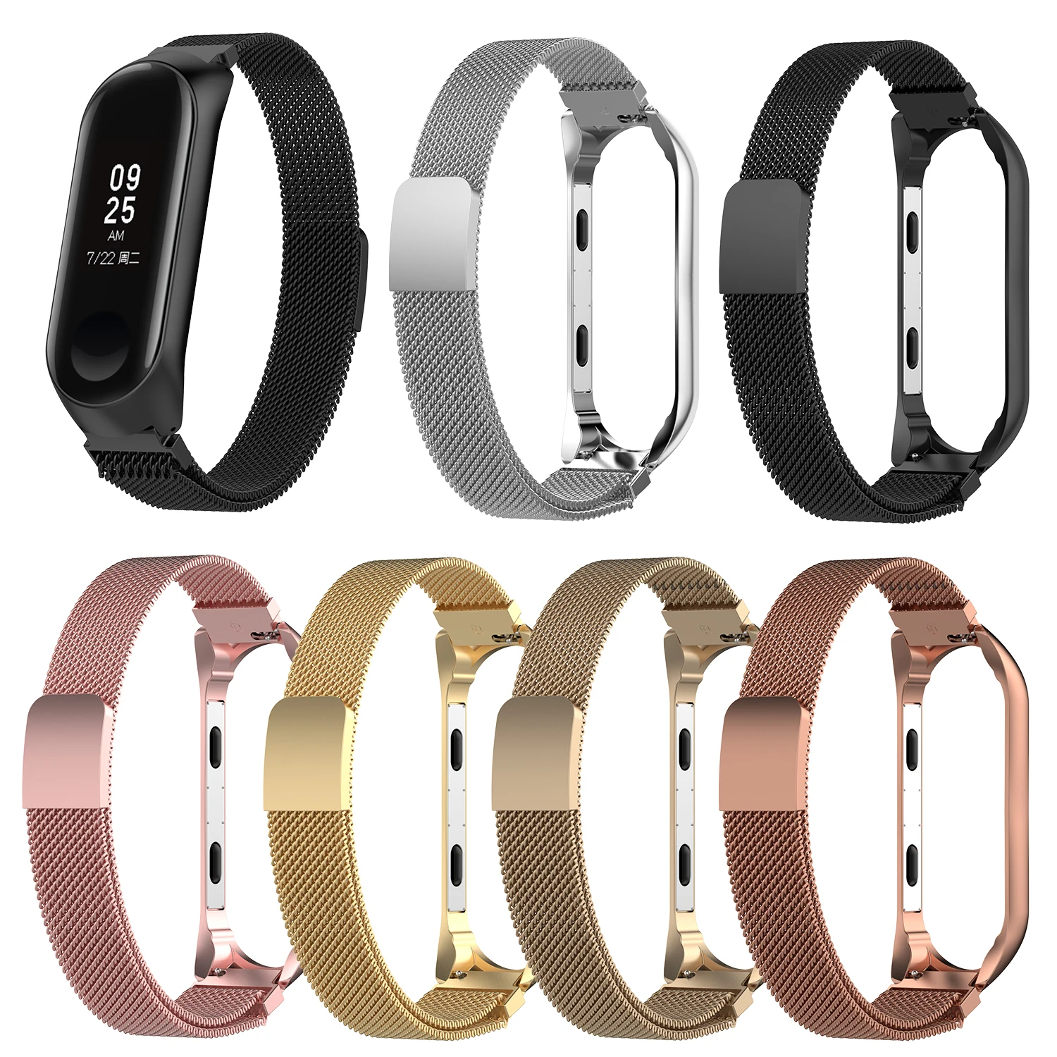 

Milanese Metal Strap + Frame Mi Band 4 Smart Bracelet Stainless Steel Strap for Xiaomi Mi Band 4 Magnetic Loop Wrist Strap Band4