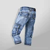 ABOORUN Summer Men's Cargo Denim Shorts Military Multi Pockets Biker Short Jeans for male x1358 2
