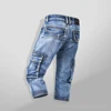 ABOORUN Summer Men's Cargo Denim Shorts Military Multi Pockets Biker Short Jeans for male x1358 ► Photo 2/5