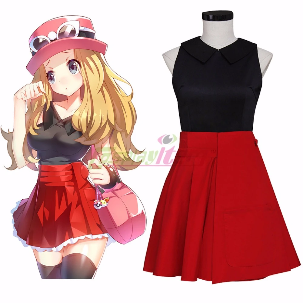 アニメポケモン行くxyセレナ衣装ドレスコスプレ衣装カスタムメイドd0801 Costume Swim Costume Rabbitcostume Dropship Aliexpress