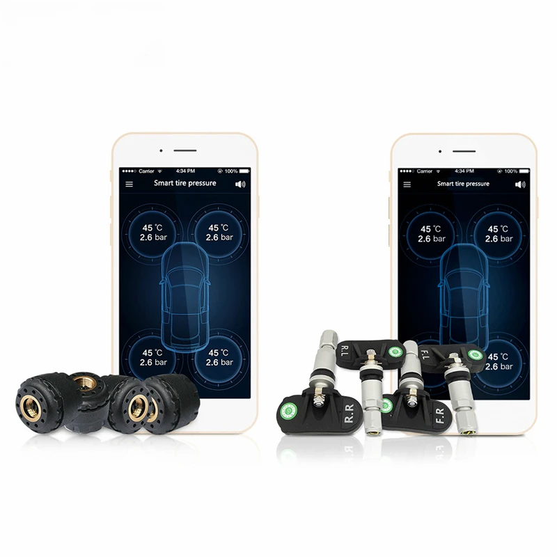 TP630 TPMS Car Smart Bluetooth TPMS Tire Pressure PSI BAR Temperature Alarm System For Android For IOS 4 Sensors tp630 tpms car smart bluetooth tpms tire pressure psi bar temperature alarm system for android for ios 4 sensors