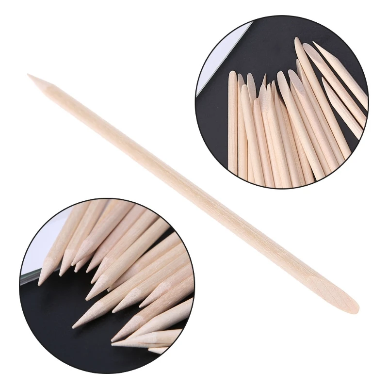 

20Pcs Orange Wood Sticks for Nail Art Cuticle Pusher Remover Manicure Tool