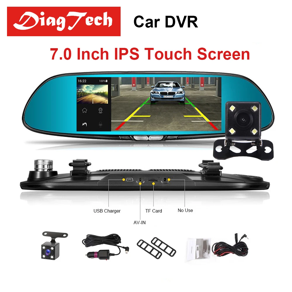 7 Car DVR font b Camera b font Rearview Mirror IPS Touch Screen Auto DVR Full