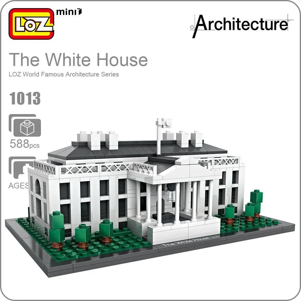 LOZ Bloki Architektury, Biały Dom Modelu Zabawki Edukacyjne Dla Dzieci DIY Zgromadzenie Plastikowe Zabawki Klocki Dla Dzieci 1013