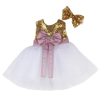 

2019 Toddler Baby Girls Kids Pageant Flower Bow Sequin Tutu Dress Kids Birthday Wedding Bridesmaid Ball Gown Formal Mini Dress