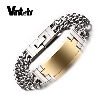 

Vinterly Personality Men's Bracelet Bangle Trendy Gold Color 316l Stainless Steel Jewelry For Male Gift For Friends