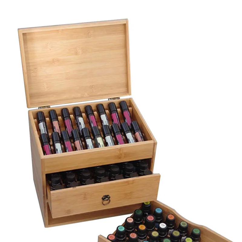 

Wooden Patterned Essential Oil Bottle Portable Storage Box with Three Layer Drop Shipping