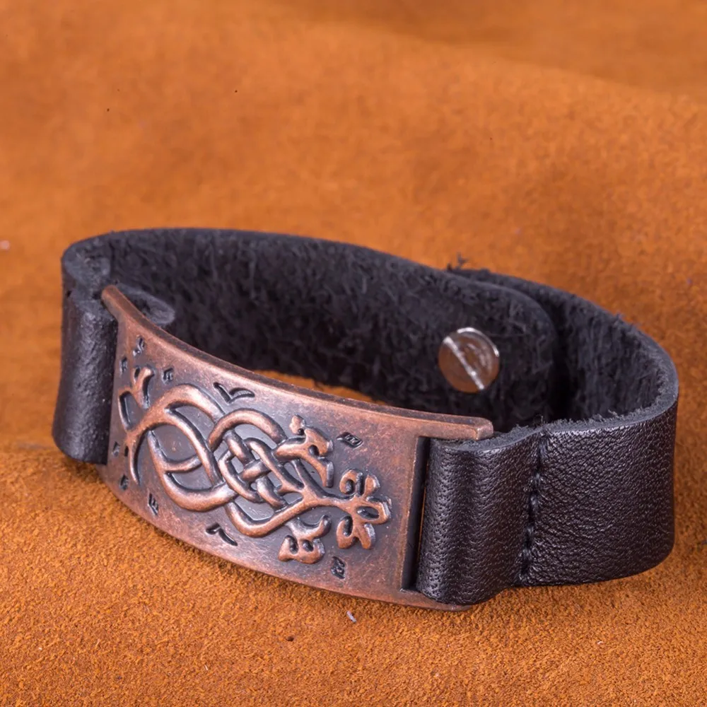 black leather bracelet for women men watch bangle with silver plated sculpture square design charm chain handmade bijouterie HF101 (7)