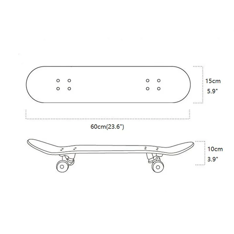 24 Inches Marple Long Fish Skateboard Skateboarding Four-wheels Street Banana Long Skate Board Mini Cruiser Fish For Children