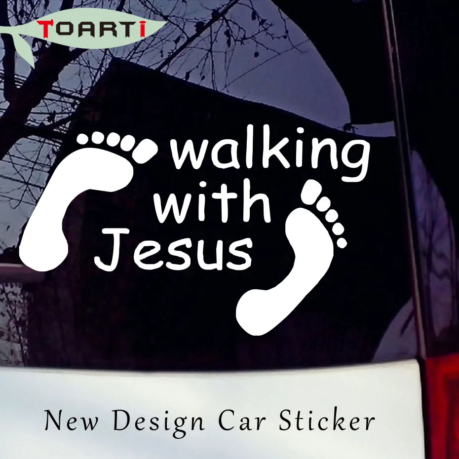 

Walking With Jesus Vinyl Decal Hood Car Sticker Accessories Religious Symbol Waterproof Removable Pvc Window Stickers