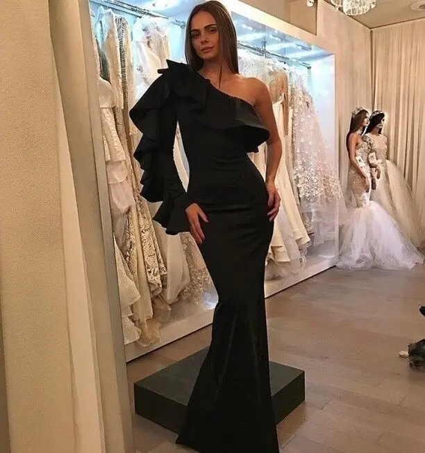 

Sexy Black Mermaid Muslin Arabic Evening Prom Formal Dress Gown Long 2019 Vestido Longo Festa Abiye Gece Elbisesi Robe De Soiree