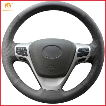 

MEWANT Black Genuine Leather Car Steering Wheel Cover for Toyota Verso EZ Avensis Interior Accessories Parts