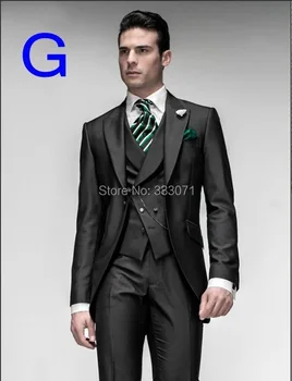 

Custom made 2015 Hot Groom Suits Tuxedos Slim fit Best man bridegroom Mens party Wedding Dress Jacket+Pant +vest+tie