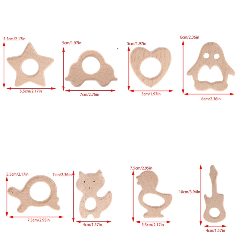 Ручной работы из натурального дерева в форме животных, Детские Прорезыватели для зубов, игрушка для душа, подарок