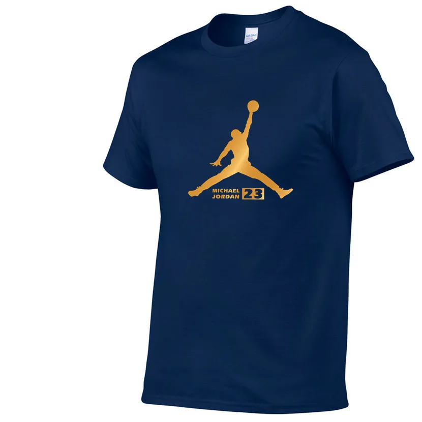 Newest Summer Men T-Shirt Fashion Jordan 23 Brand Logo Print Cotton T Shirt Men Trend Casual Short Sleeve Tshirt Tops Tee - Цвет: Navy blue 82