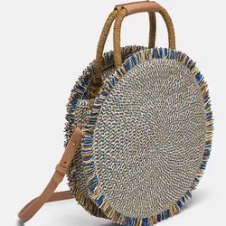 2019 модная новая сумка с кисточками, Высококачественная соломенная сумка, Женская пляжная тканая сумка, круглая Сумка-тоут с бахромой