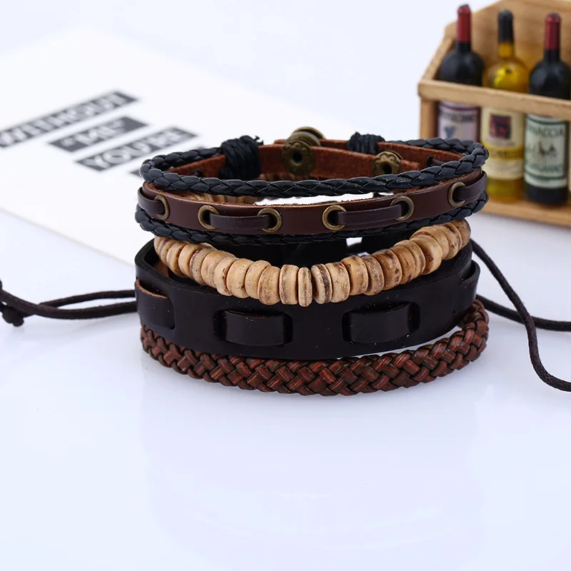 

Men's Vintage Cowhide Bracelet Coconut Shell PU Jewelry Bracelet Fashion Punk Daily Men's Bracelet