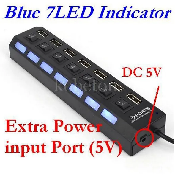 aliexpress buy 7 port usb 2 0 hub high speed power cable with led light indicator on aliexpress buy 7 port usb 2 0 hub high speed power cable with led light indicator on